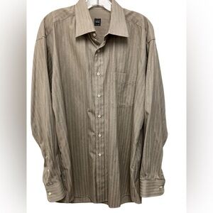 IKE Behar‎ New York Dress Business Career Shirt Men’s Size 17/35 Tan Button Up